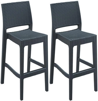 CLP 2er Set Barhocker Jamaica dunkelgrau (319554)