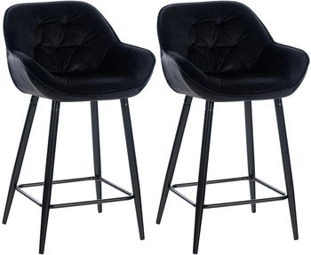 CLP 2er Set Barhocker Gibson Samt schwarz (322236)