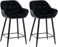 Clp - 2er Set Barhocker Gibson Samt Sitzh&ouml;he 76 Cm Schwarz