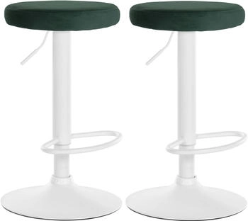 CLP 2er Set Barhocker Ponte Samt wei&szlig; gr&uuml;n (323482)