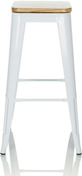 HJH Office Barhocker VANTAGGIO HIGH WS metallic wei&szlig;/Sitz Echtholz drehbar hell wei&szlig; (645069)