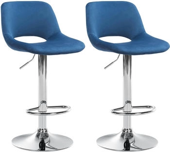 CLP 2er Set Barhocker Camden Samt chrom blau (325146)
