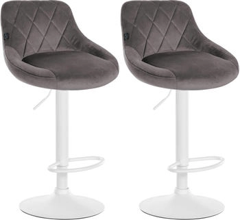 CLP 2er Set Barhocker Lazio Samt wei&szlig; grau (323262)