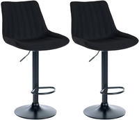 Clp - 2er Set Barhocker Toni Stoff Schwarz Metall Matt Schwarz