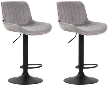 CLP 2er Set Barhocker Lentini Samt schwarz grau (320597)