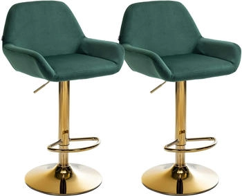 CLP 2er Set Barhocker Braga Gold Samt dunkelgr&uuml;n (325117)