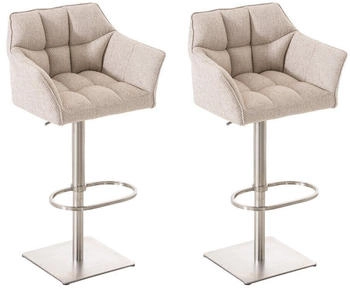 CLP 2er Set Barhocker Damaso Stoff edelstahl elfenbein (314986)