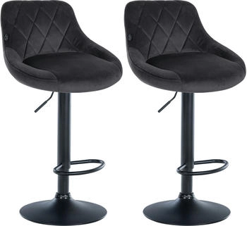 CLP 2er Set Barhocker Lazio Samt schwarz dunkelgrau (323253)
