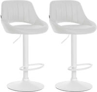 Clp - 2er Set Barhocker Milet Kunstleder Wei&szlig; Metall Matt Weiss