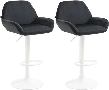 CLP 2er Set Barhocker Braga Samt wei&szlig; schwarz (323667)