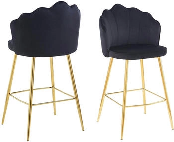 SalesFever Barhocker Muscheldesign 2er Set Samt B 52xT 54xH 100 cm Schwarz - schwarz (396391)