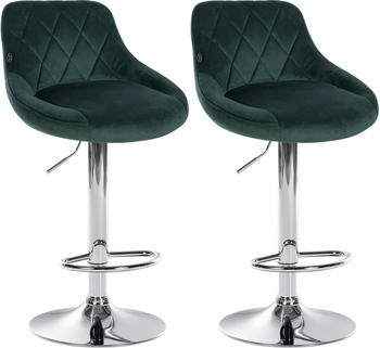 CLP 2er Set Barhocker Lazio Samt chrom dunkelgr&uuml;n (323247)