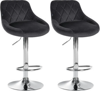 CLP 2er Set Barhocker Lazio Samt chrom dunkelgrau (323246)