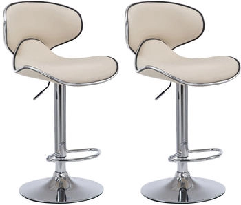 CLP 2er Set Barhocker Las Vegas V2 Kunstleder chrom creme (308381)