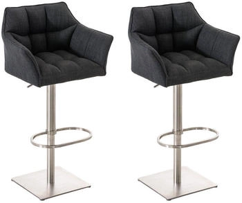 CLP 2er Set Barhocker Damaso Stoff edelstahl dunkelgrau (314980)