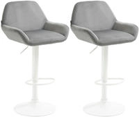 Clp - 2er Set Barhocker Braga Samt Grau Metall Matt Weiss