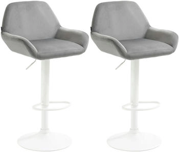 CLP 2er Set Barhocker Braga Samt wei&szlig; grau (323666)
