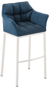 CLP Barhocker Damaso Stoff mit 4-Fu&szlig; wei&szlig; blau (301758)