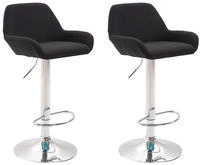 2er Set Barhocker Braga Stoff Schwarz Chrom