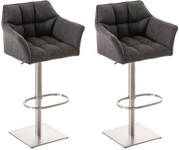 CLP 2er Set Barhocker Damaso Stoff edelstahl titangrau (314982)