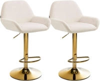 Clp - 2er Set Barhocker Braga Gold Samt Creme