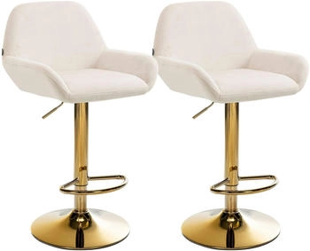 CLP 2er Set Barhocker Braga Gold Samt creme (325114)