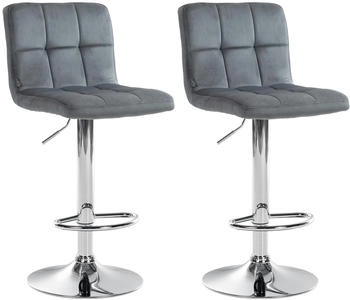 CLP 2er Set Barhocker Peru Samt chrom dunkelgrau (324920)