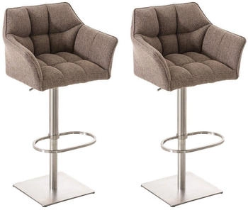 CLP 2er Set Barhocker Damaso Stoff edelstahl terrabraun (314978)
