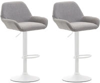 Clp - 2er Set Barhocker Braga Stoff Grau Wei&szlig;