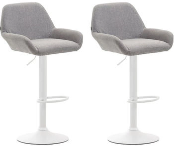 CLP 2er Set Barhocker Braga Stoff wei&szlig; grau (316069)