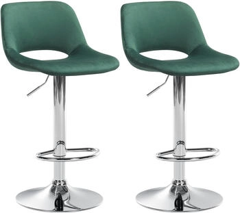 CLP 2er Set Barhocker Camden Samt chrom gr&uuml;n (325147)
