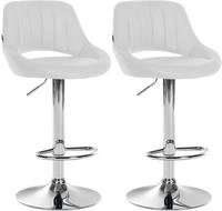 2er Set Barhocker Milet Kunstleder Wei&szlig; Metall In Chromoptik