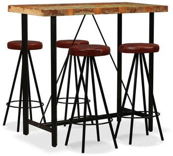 vidaXL Bar-Set 5-tlg Altholz Massiv und Echtleder (275142XL)