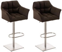 Clp - 2er Set Barhocker Damaso Stoffbezug Edelstahl Braun