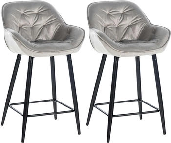 CLP 2er Set Barhocker Gibson 76 Samt grau (322253)