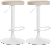 Clp - 2er Set Barhocker Ponte Kunstleder Creme Metall Matt Weiss