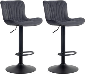 CLP 2er Set Barhocker Linus Samt schwarz (322363)