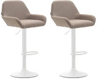 CLP 2er Set Barhocker Braga Mit Stoffbezug I 2 x Barstuhl Mit Lehne Und Fu&szlig;st&uuml;tze,