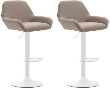 CLP 2er Set Barhocker Braga Stoff wei&szlig; taupe (316067)