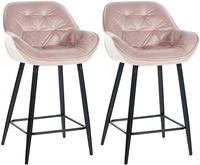 2er Set Barhocker Gibson Samt Sitzh&ouml;he 76 Cm Pink