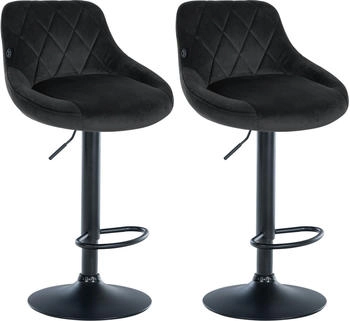 CLP 2er Set Barhocker Lazio Samt schwarz schwarz (323256)