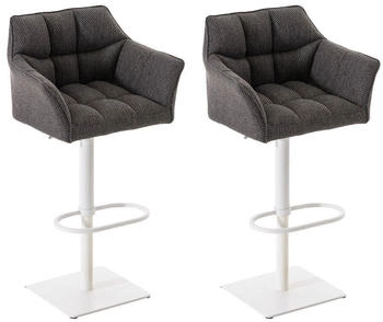 CLP 2er Set Barhocker Damaso Stoff wei&szlig; titangrau (314963)