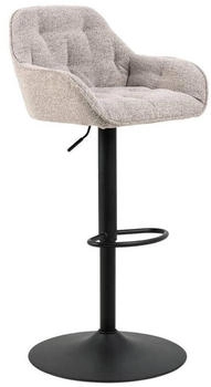 Actona Barhocker Brooke mit Rückenlehne und Armlehnen, Beige, höhenverstellbar, schwarze Trompetenbasis (98904)