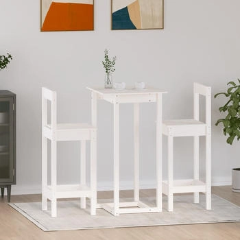 vidaXL 3-tlg. Bar-Set Massivholz Kiefer Weiß (3124733)