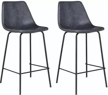 Happy Garden Lucien Barhocker Vintage-Stil dunkelgrau, Sitzhöhe 65cm, 2er Set (TAB20GF)