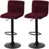 Mendler HWC-G87 Barhocker 2er-Set höhenverstellbar drehbar Chenille bordeaux (108851)