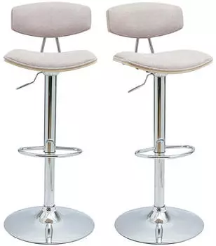 Miliboo VASCO Barhocker, höhenverstellbar, Samt-Textur Beige, Metall, 2er-Set (56787)