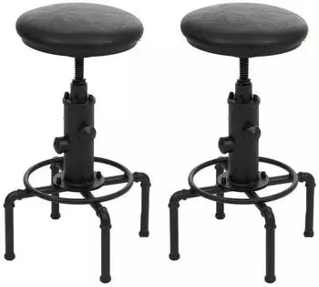 MCW N23 Barhocker 2er-Set h&ouml;henverstellbar drehbar Kunstleder schwarz (99847)