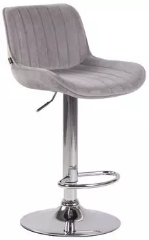 CLP Lentini Barhocker Samt, h&ouml;henverstellbar, 360&deg; drehbar, grau/chrom (318278)