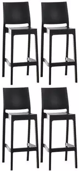 CLP Maya Barhocker 4er Set, Kunststoff, schwarz (325213)